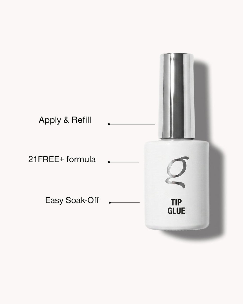 Tip Glue – apply & refill, 21FREE+ formula, easy soak-off